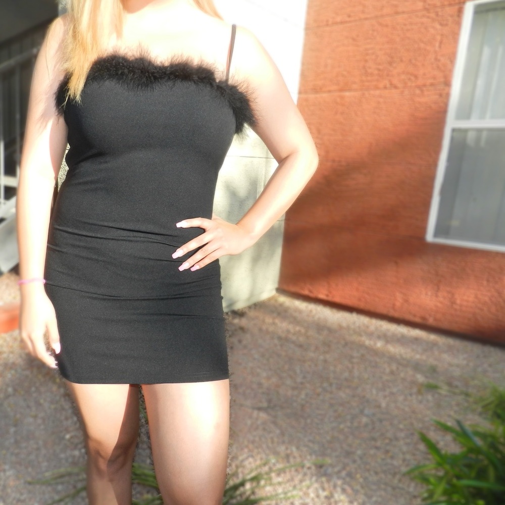 Faux fur mini cami dress